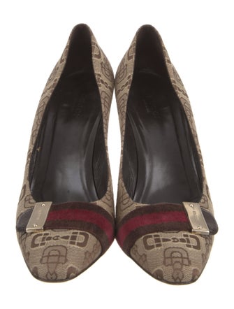 Gucci Web Accent Canvas Pumps