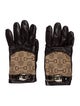Gucci Brown Pattern Leather Gloves Size 7.5