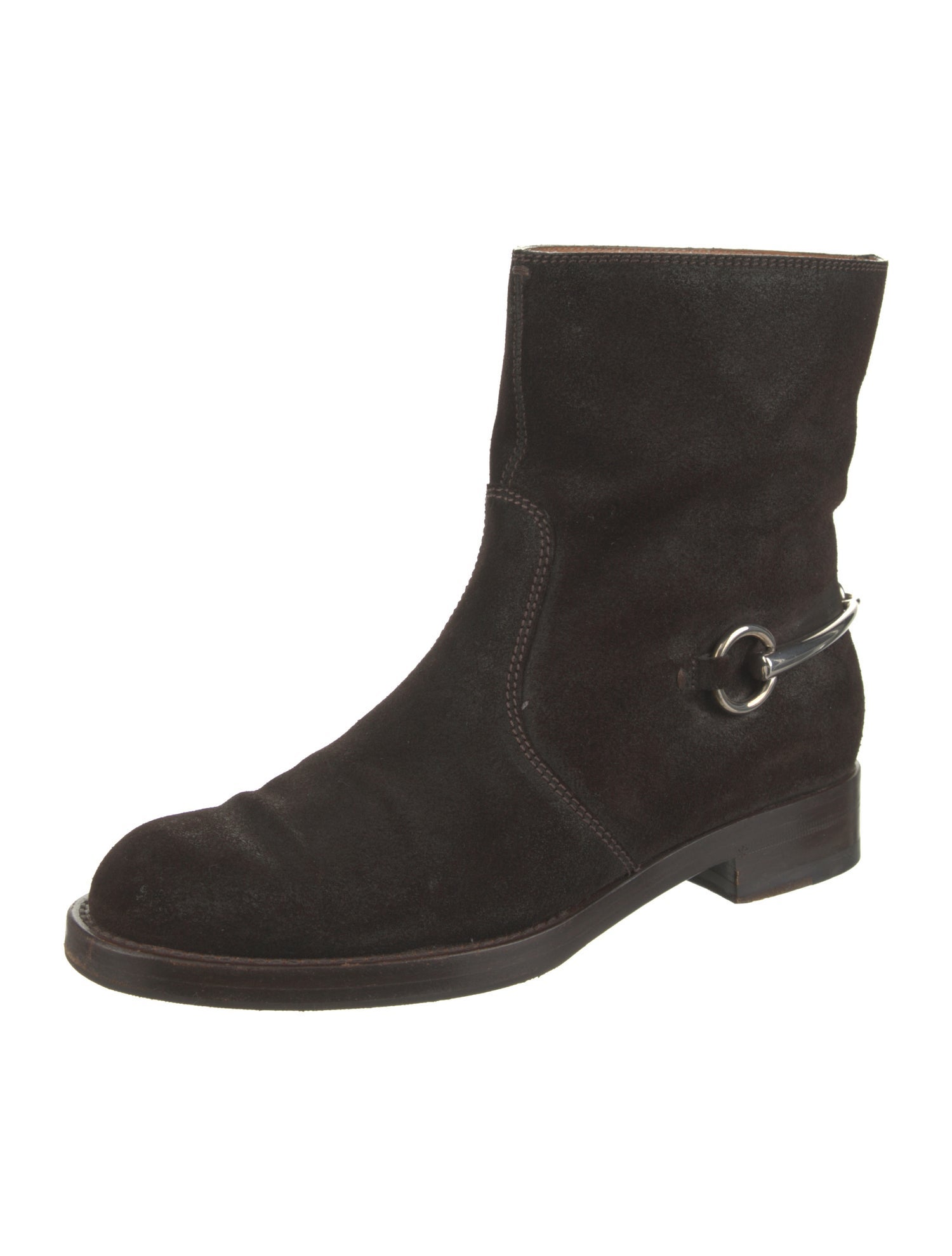 Gucci Horsebit Accent Suede Moto Boots