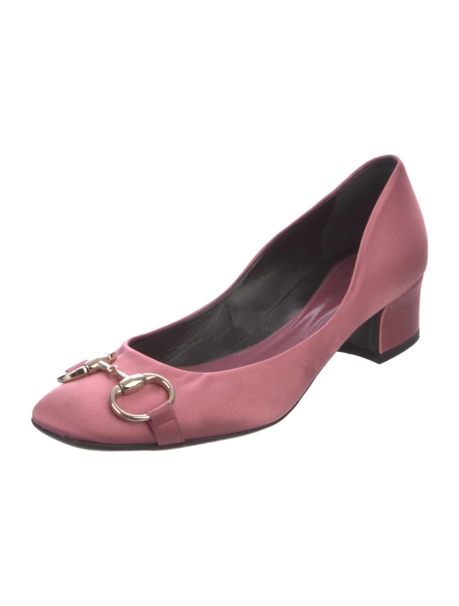 Gucci Horsebit Accent Satin Pumps