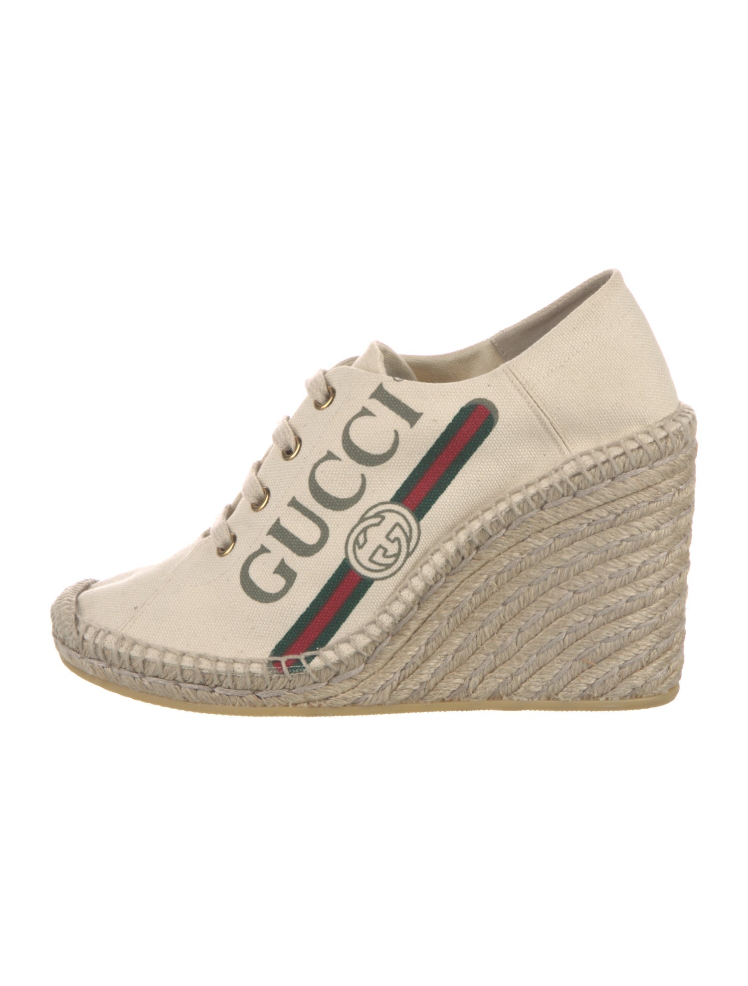 Gucci Web Accent Canvas Pumps