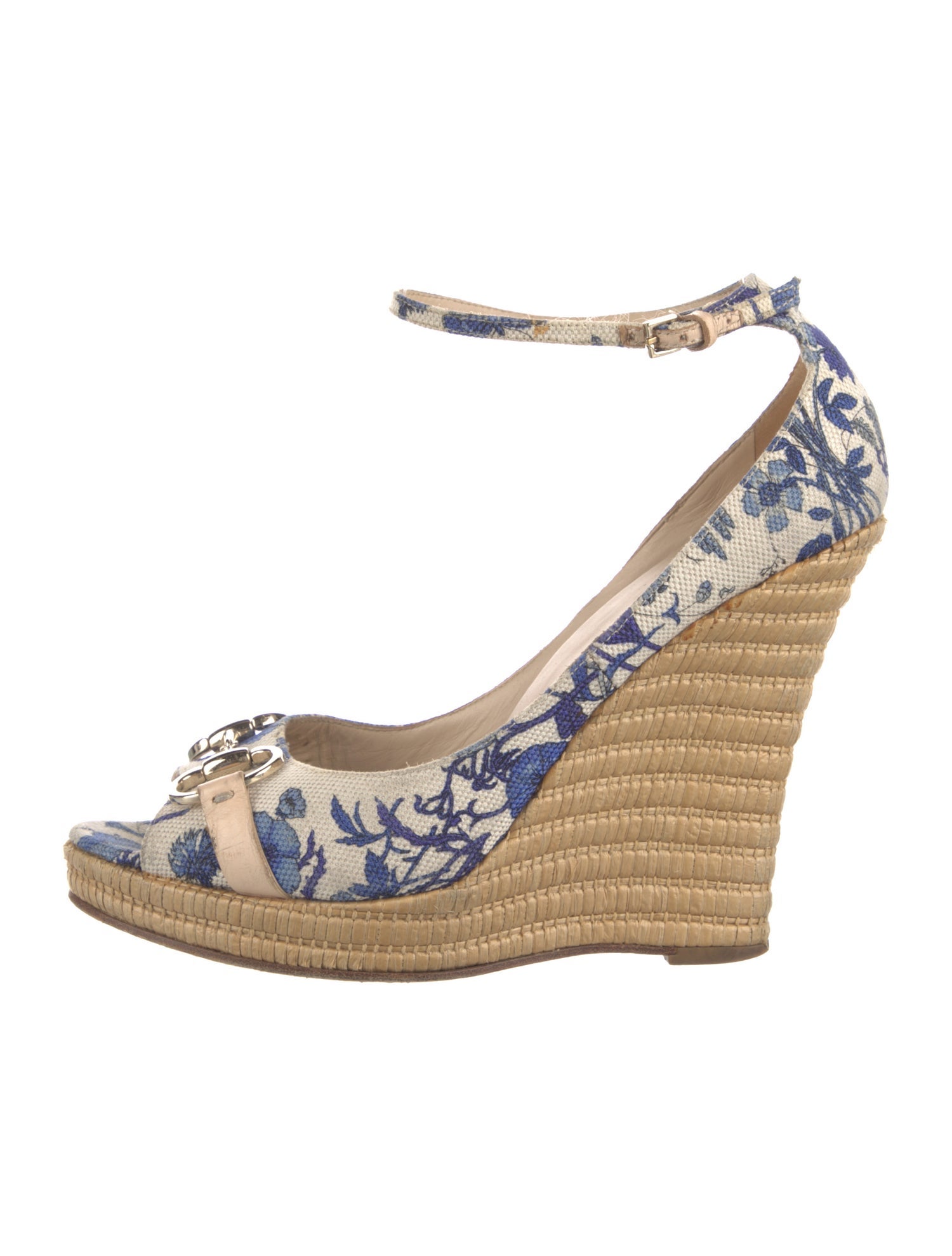 Gucci Horsebit Accent Canvas Pumps