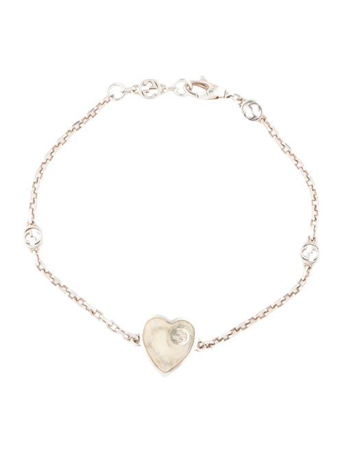 Gucci Enamel Heart Interlocking G Station Bracelet