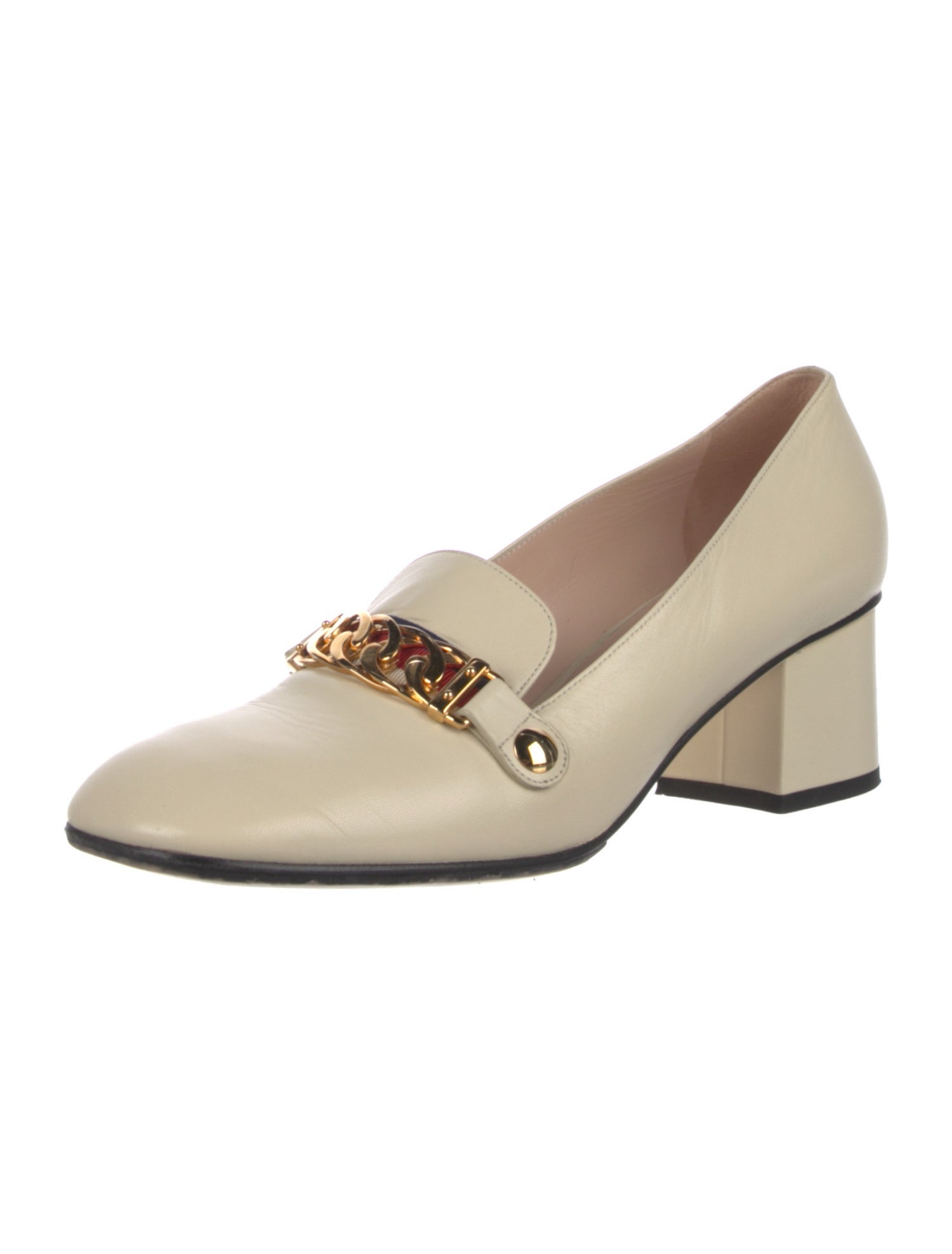 Gucci Leather Chain-Link Accents Pumps