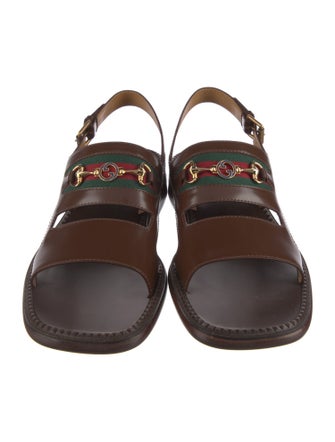 Gucci Web Accent Leather Slides