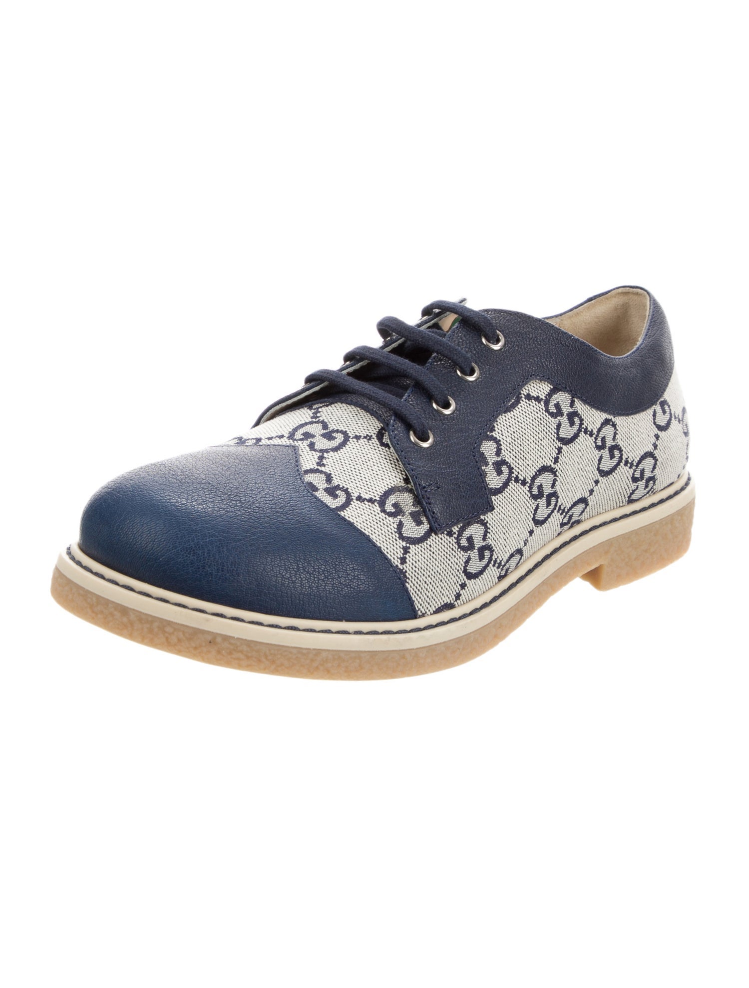 Gucci Boys' GG supreme Monogram leather Accent Lace up oxfords w/Tags