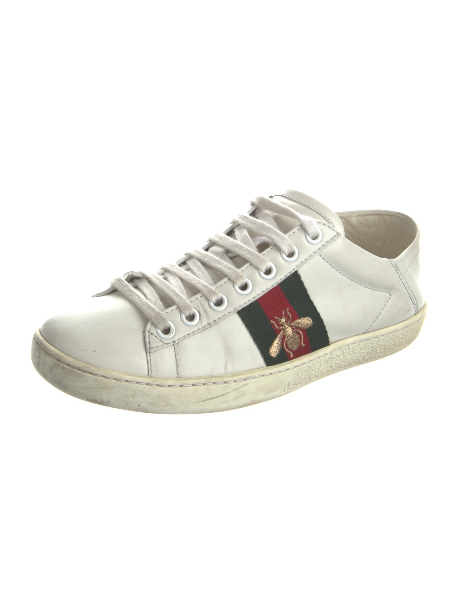 Gucci Web Accent Leather Sneakers