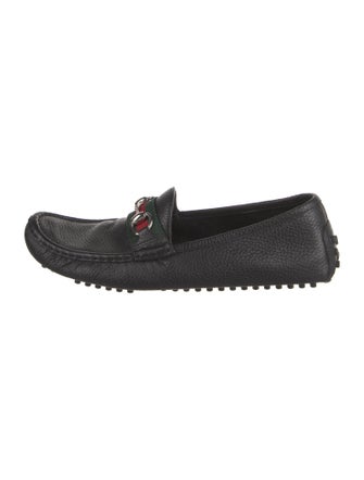 Gucci Web Accent Leather Loafers