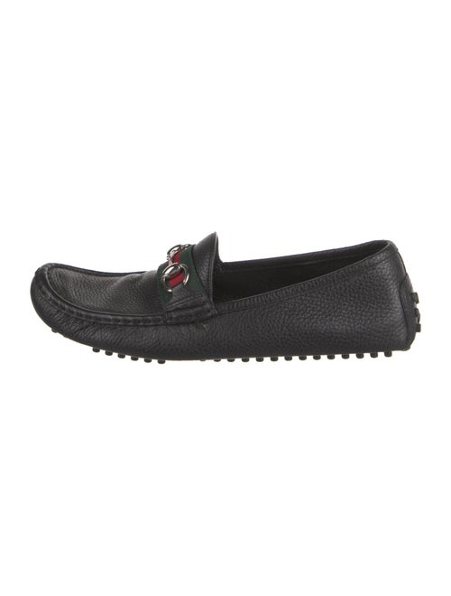 Gucci Web Accent Leather Loafers