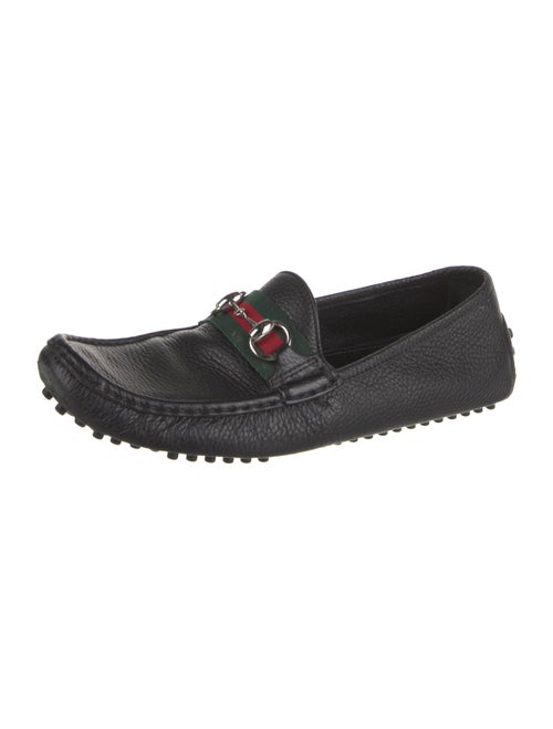 Gucci Web Accent Leather Loafers