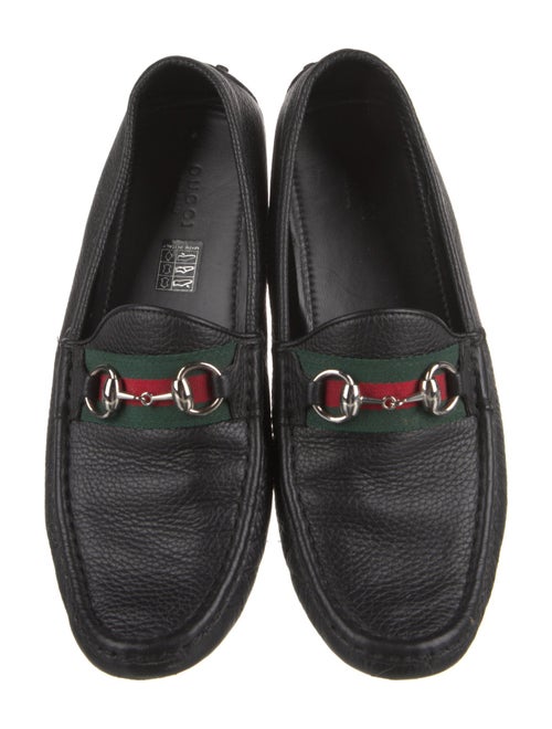 Gucci Web Accent Leather Loafers