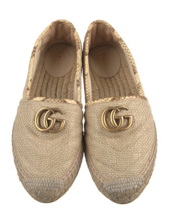Gucci Double G Logo Raffia Espadrilles