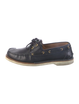 Gucci Web Accent Leather Boat Shoes