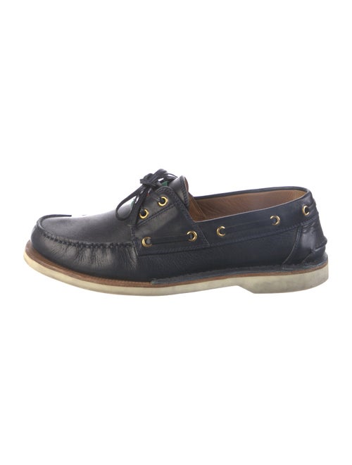 Gucci Web Accent Leather Boat Shoes