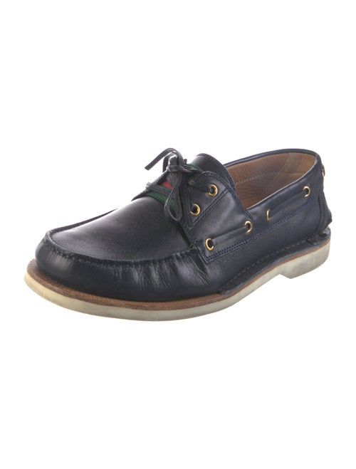 Gucci Web Accent Leather Boat Shoes