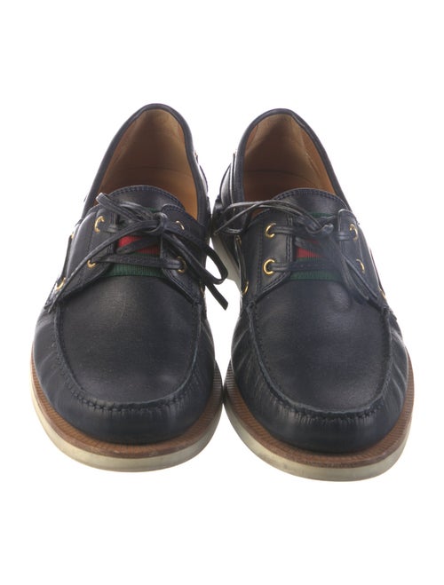 Gucci Web Accent Leather Boat Shoes