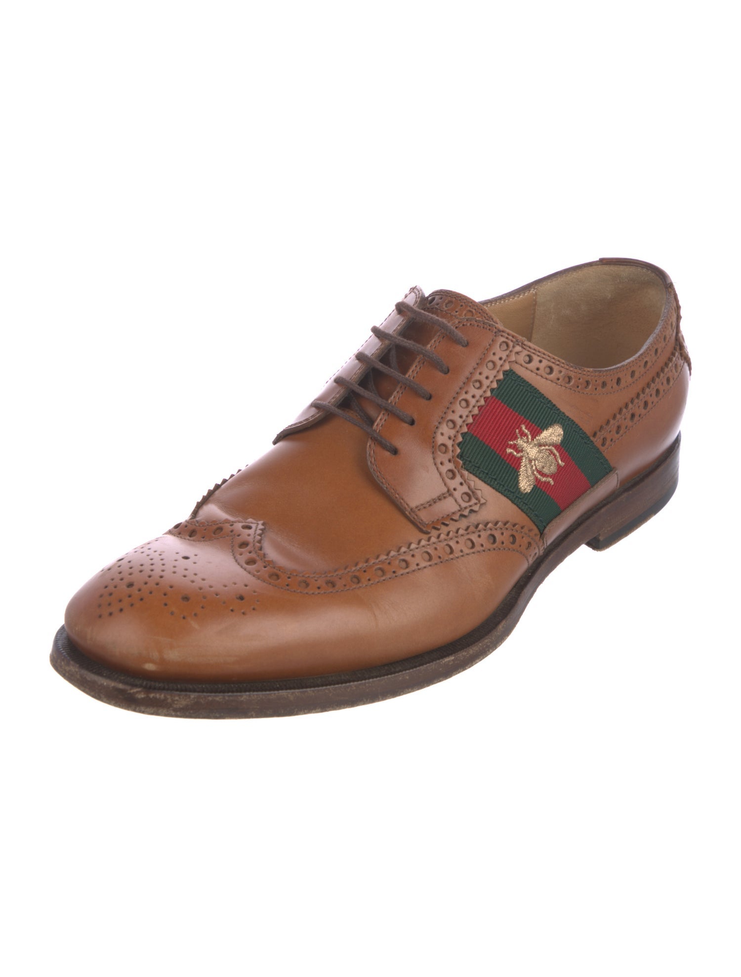 Gucci Web Accent Leather Brogues