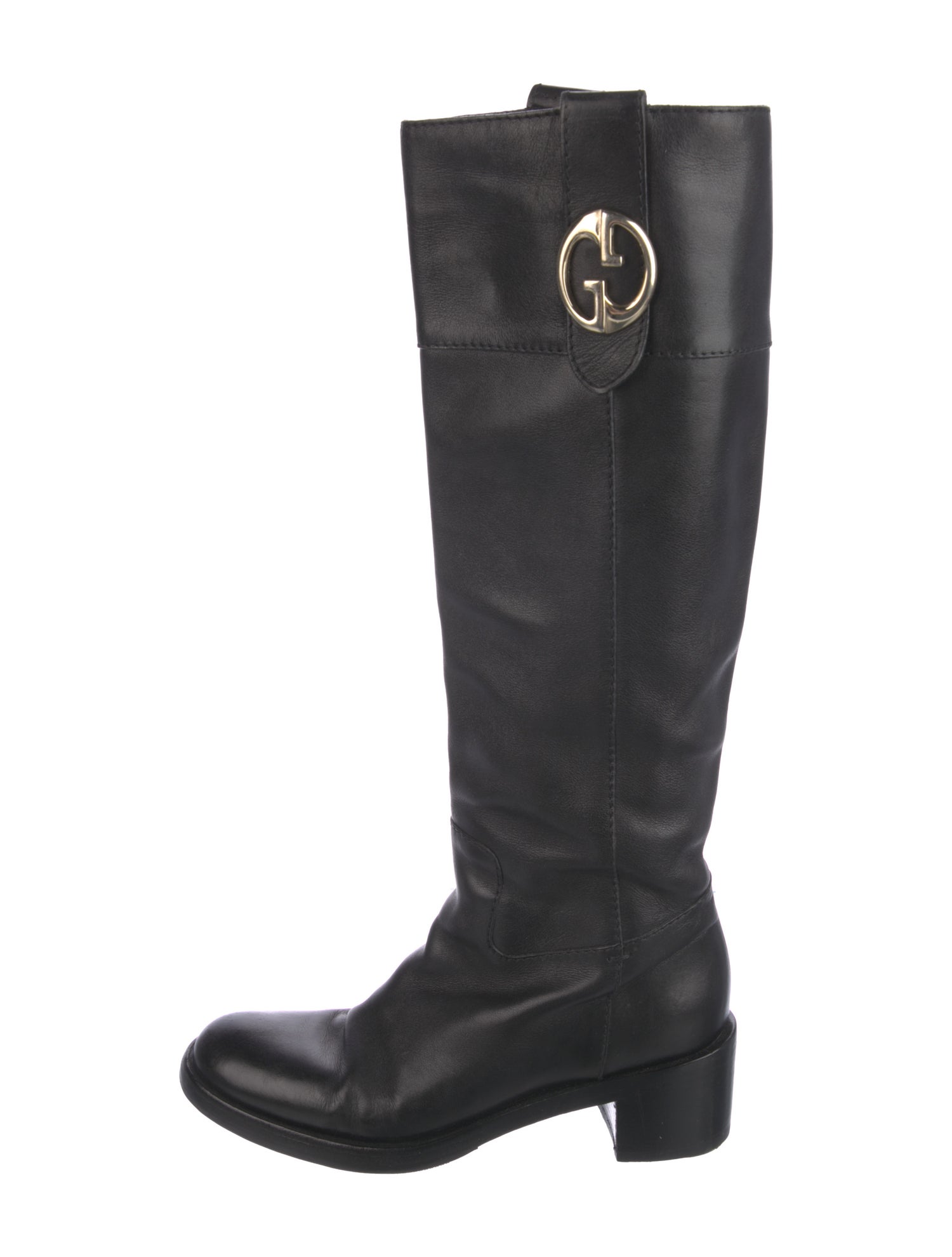 Gucci Interlocking G Logo Leather Riding Boots