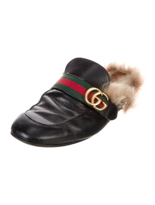 Gucci Web Accent Leather Slippers