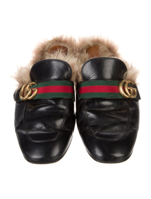 Gucci Web Accent Leather Slippers