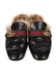 Gucci Web Accent Leather Slippers