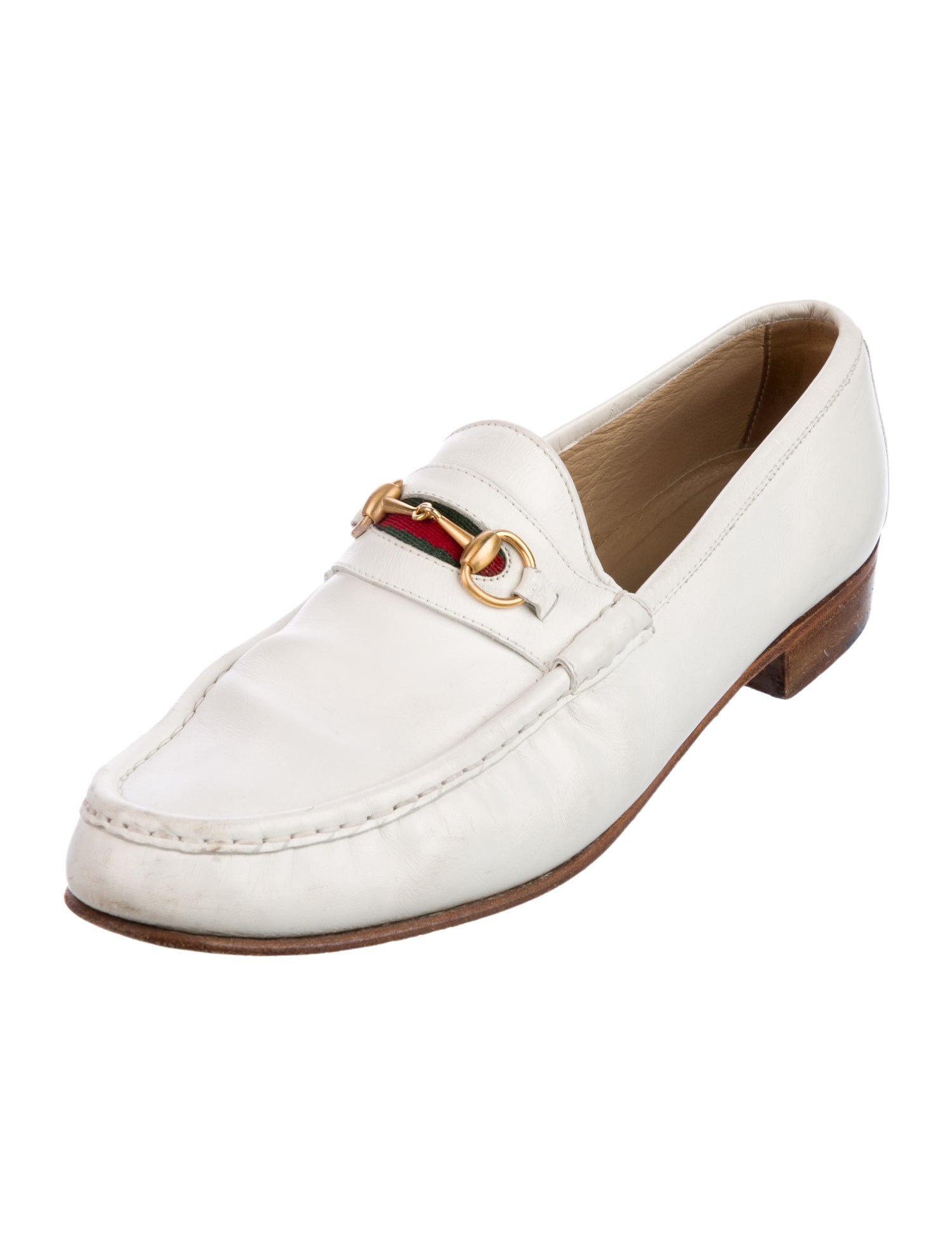 Gucci Web Accent Leather Loafers