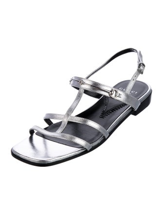 Gucci Horsebit Accent Leather T-Strap Sandals