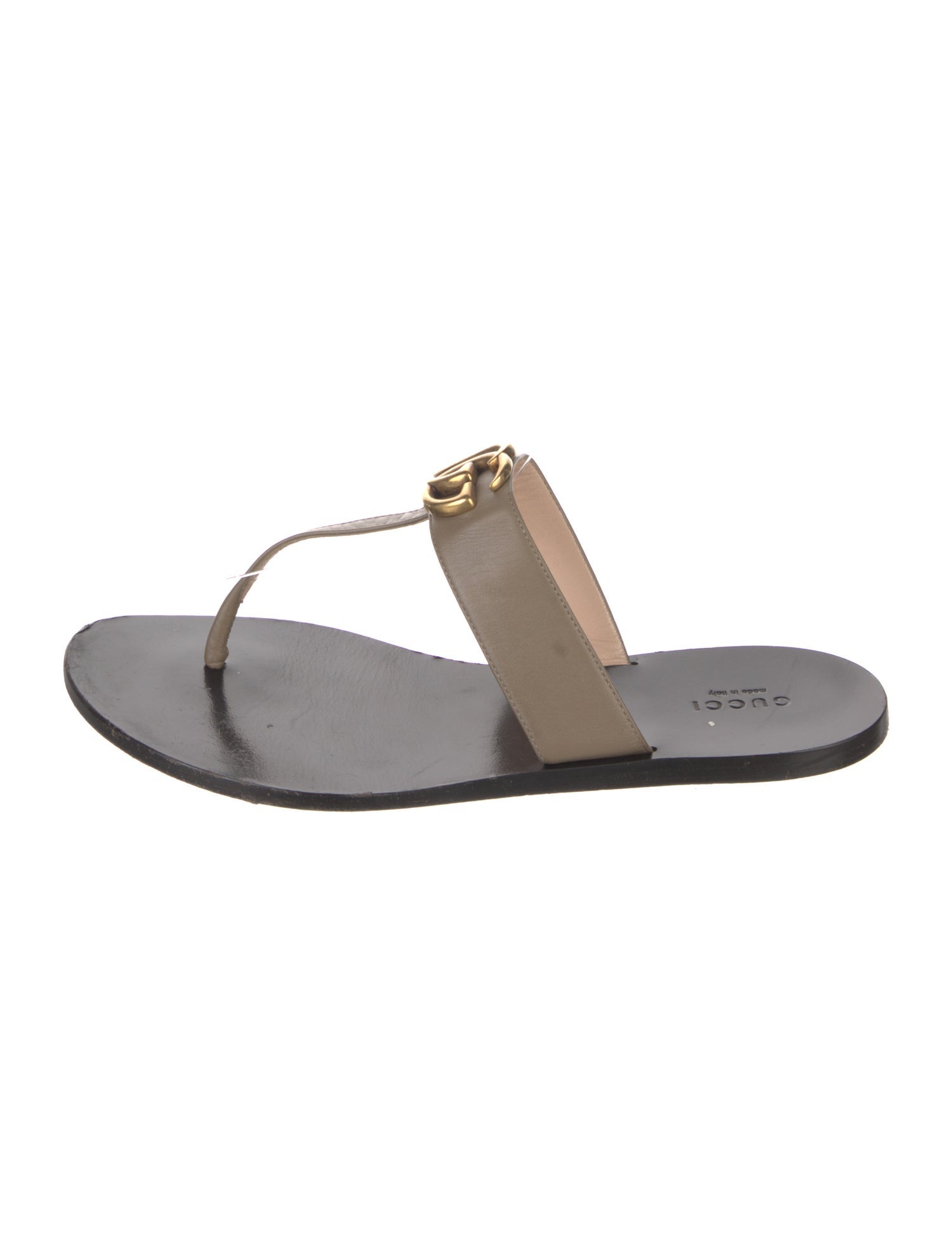 Gucci Double G Logo Leather T-Strap Sandals