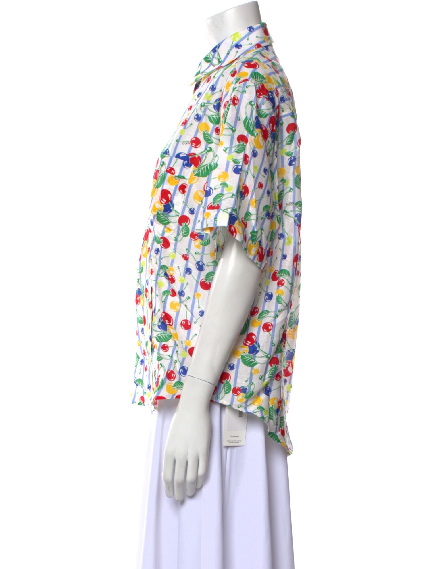 Gucci Printed Mock Neck Button-Up Top w/ Tags