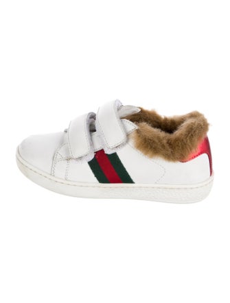 Gucci Printed Fur-Trimmed Low Top Sneakers