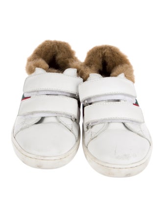 Gucci Printed Fur-Trimmed Low Top Sneakers