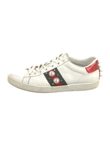 Gucci Sneakers Faux Pearl Accents Leather IT 40 | 10