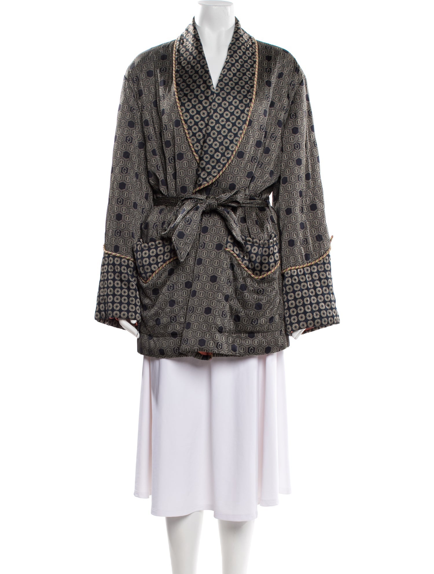 Gucci 2019 Gucci Jacquard Print Belted Jacket