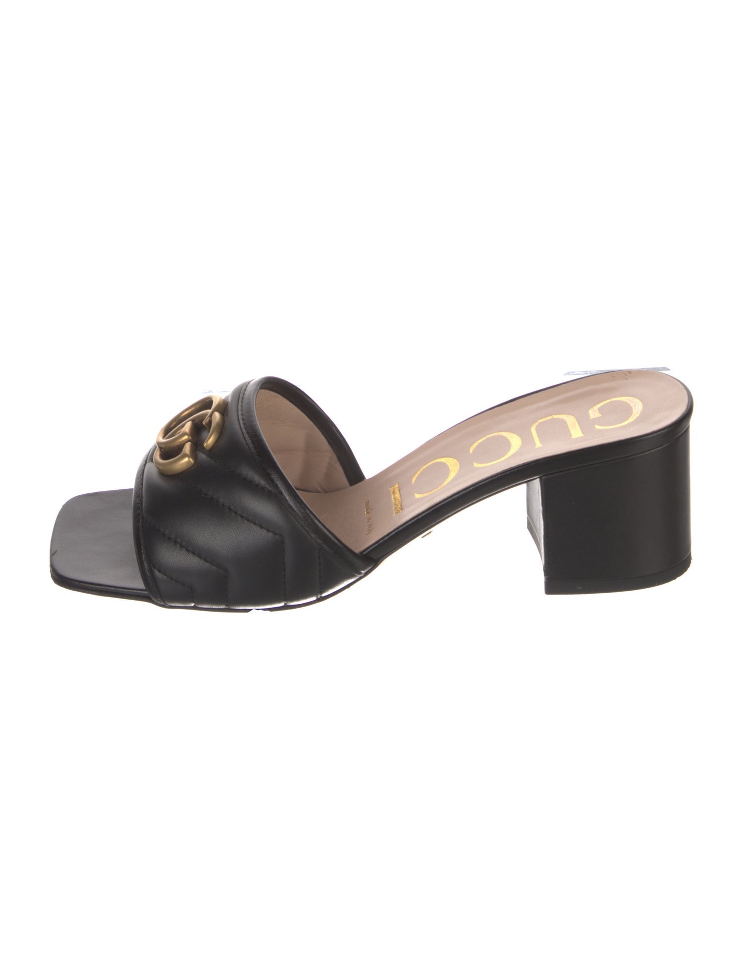 Gucci Double G Logo Leather Slides