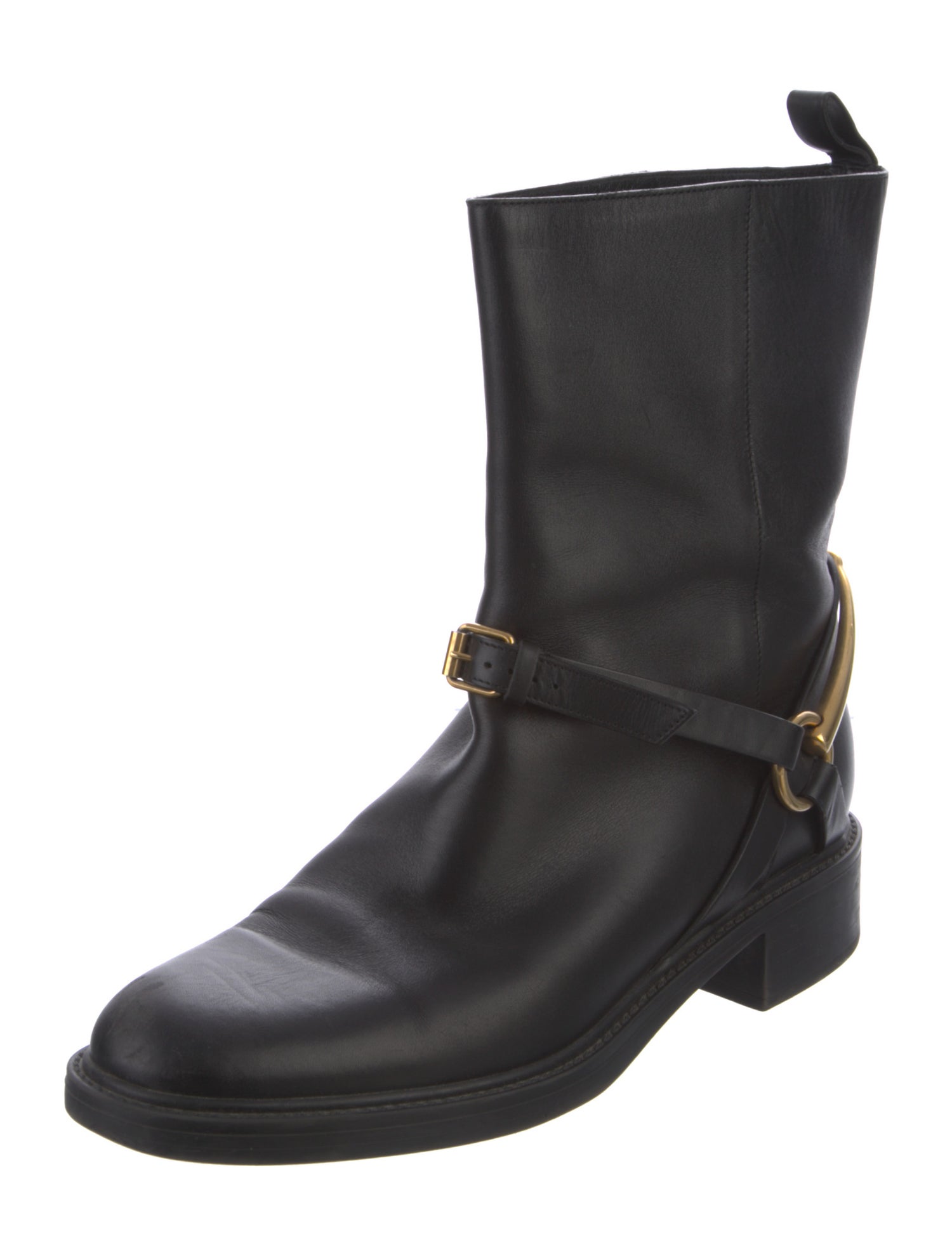 Gucci Horsebit Accent Leather Moto Boots