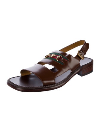 Gucci Web Accent Leather Sandals