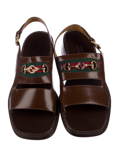 Gucci Web Accent Leather Sandals