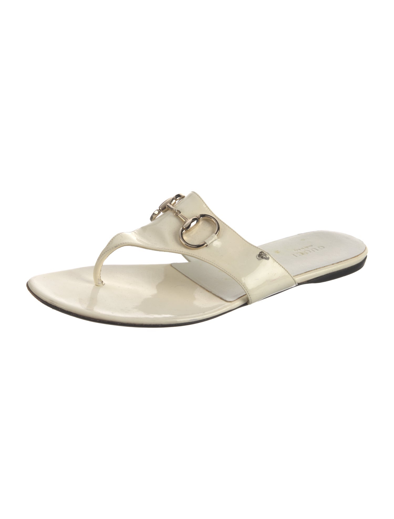 Gucci Horsebit Accent Patent Leather Slides