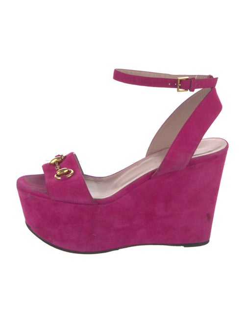 Gucci Horsebit Accent Suede Slingback Pumps