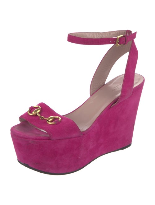 Gucci Horsebit Accent Suede Slingback Pumps