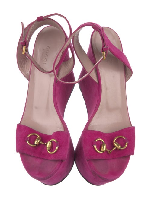 Gucci Horsebit Accent Suede Slingback Pumps