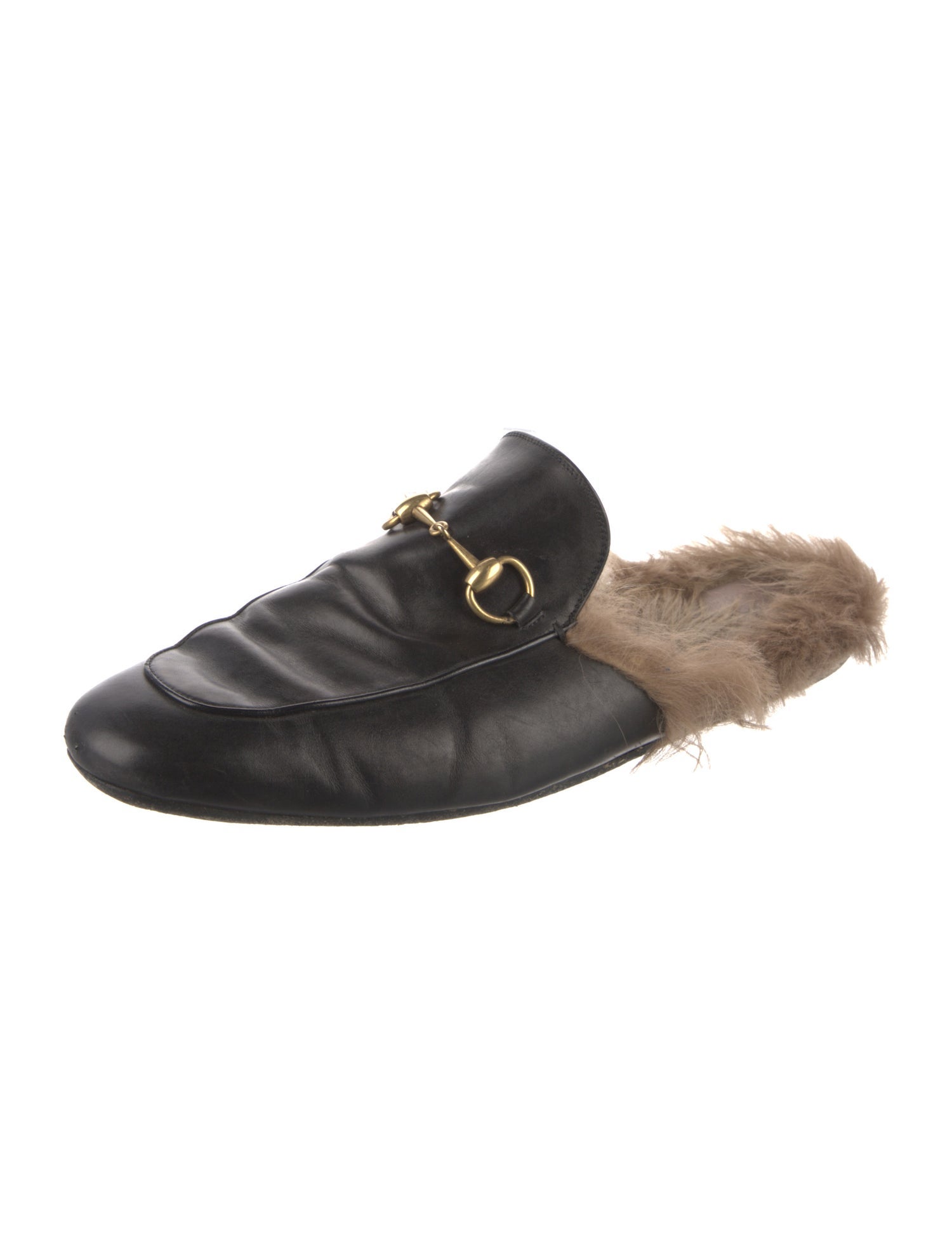 Gucci Horsebit Accent Leather Slippers