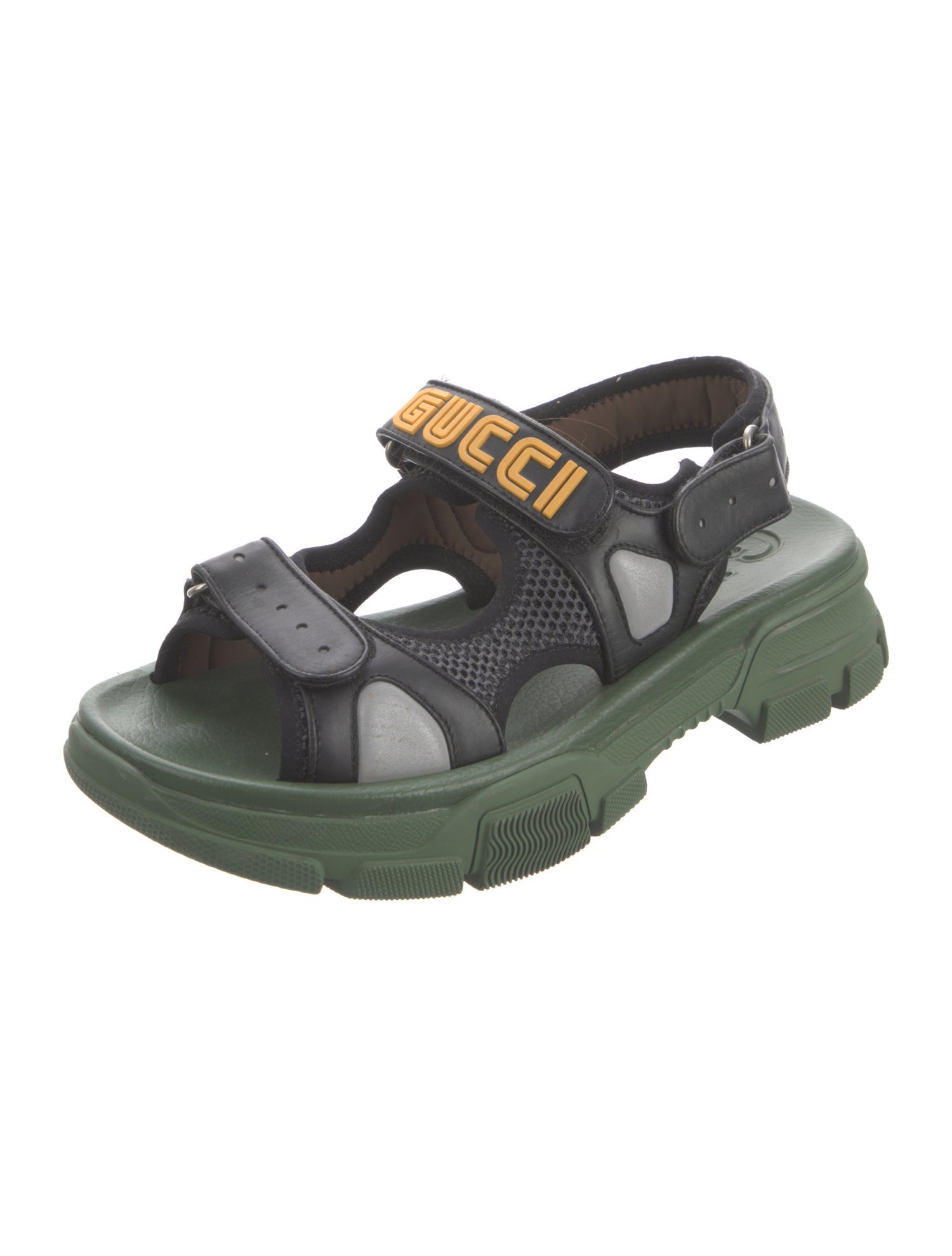 Gucci Leather Leather Trim Embellishment Slingback Sandals