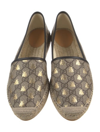 Gucci GG Supreme Leather Trim Embellishment Espadrilles