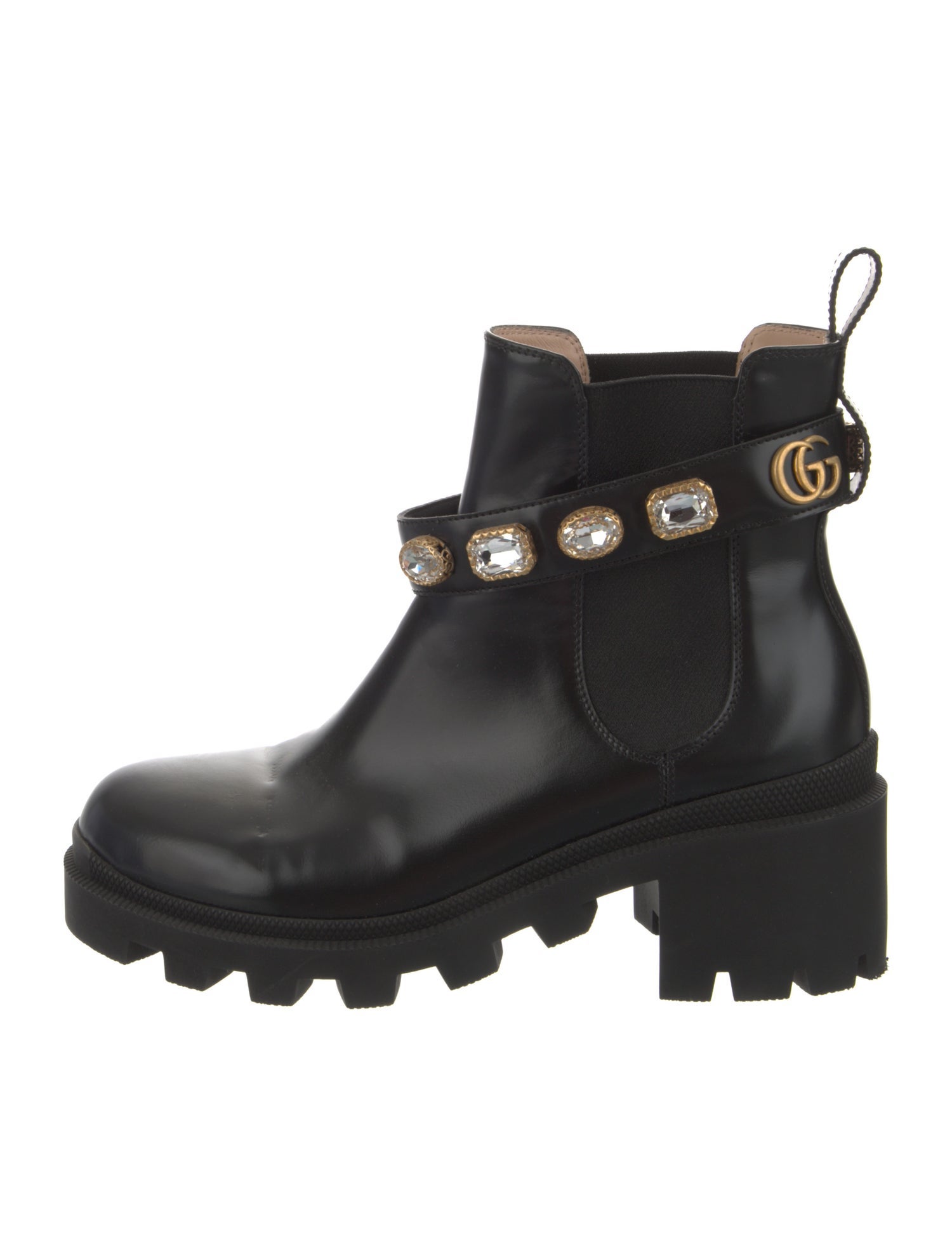 Gucci Double G Logo Leather Combat Boots