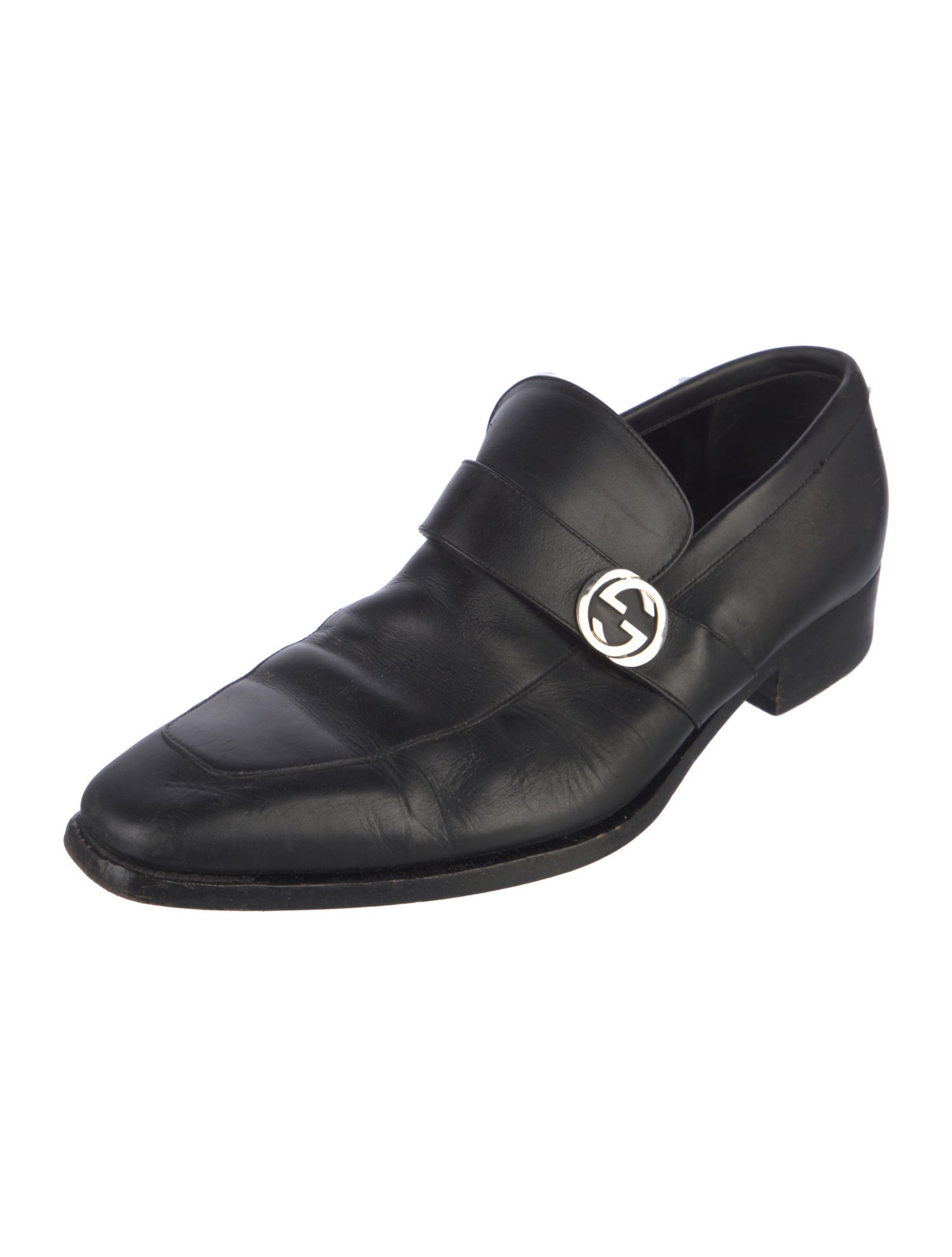 Gucci Interlocking G Logo Leather Dress Loafers