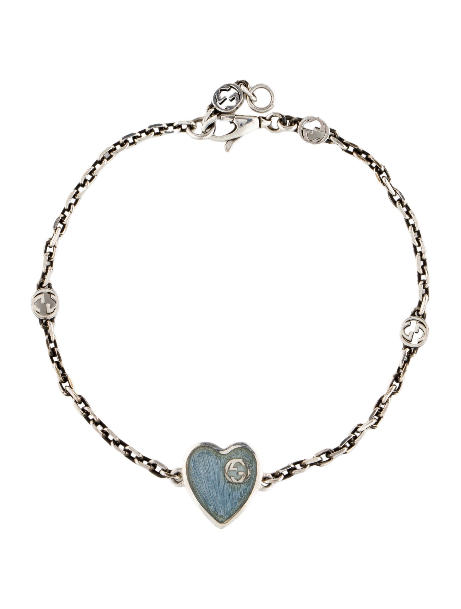 Gucci Enamel Heart Interlocking G Station Bracelet