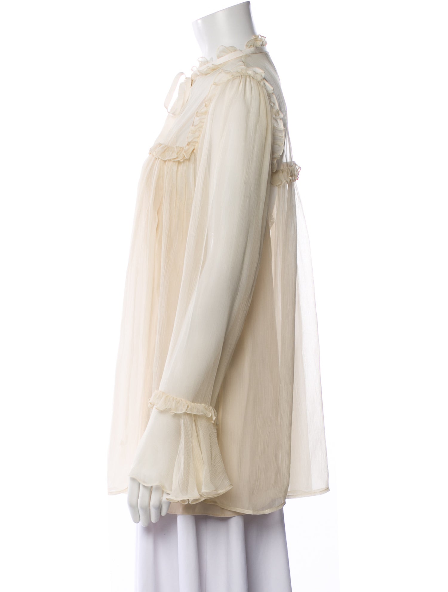 Gucci Silk Mock Neck Button-Up Top