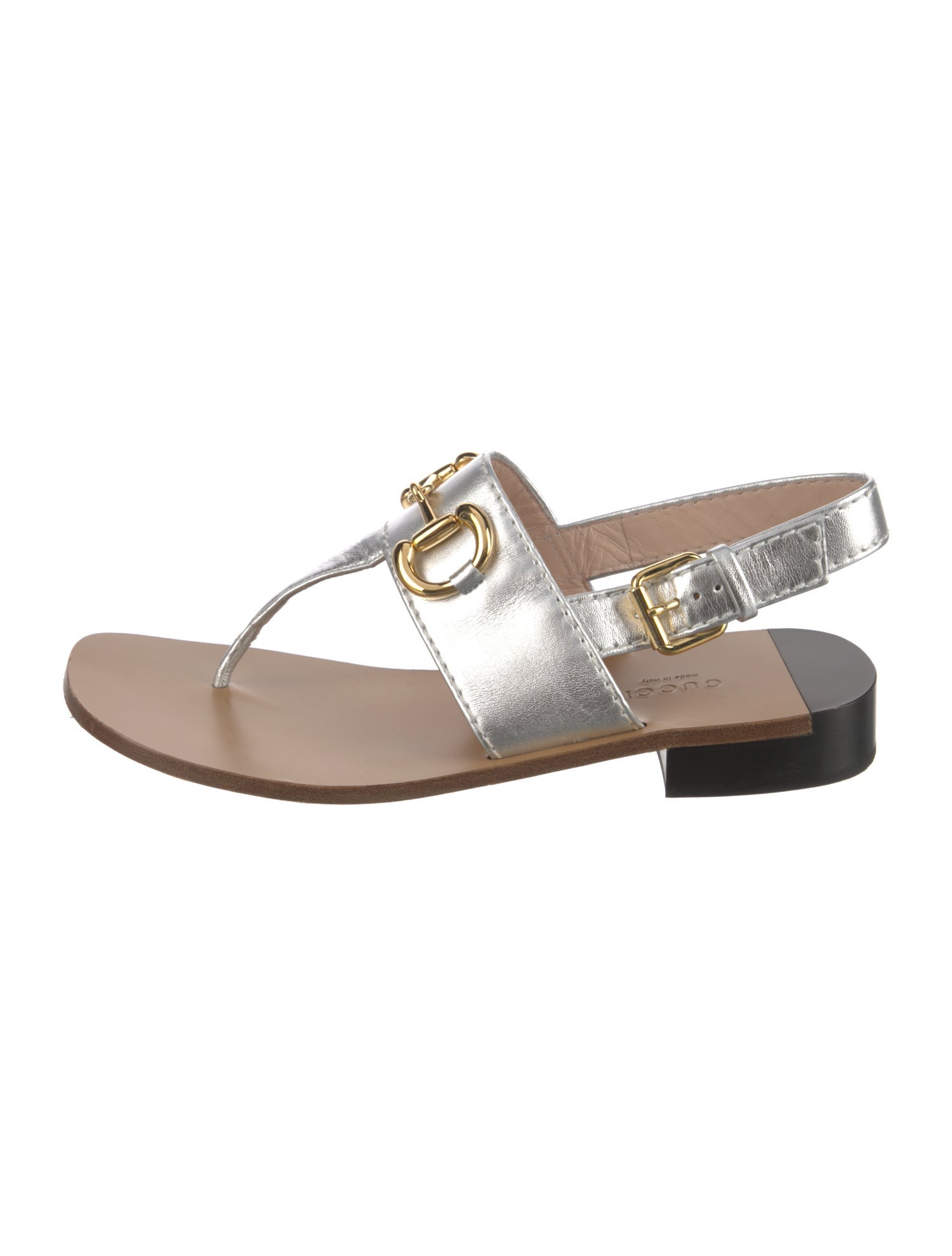 Gucci Horsebit Accent Leather T-Strap Sandals