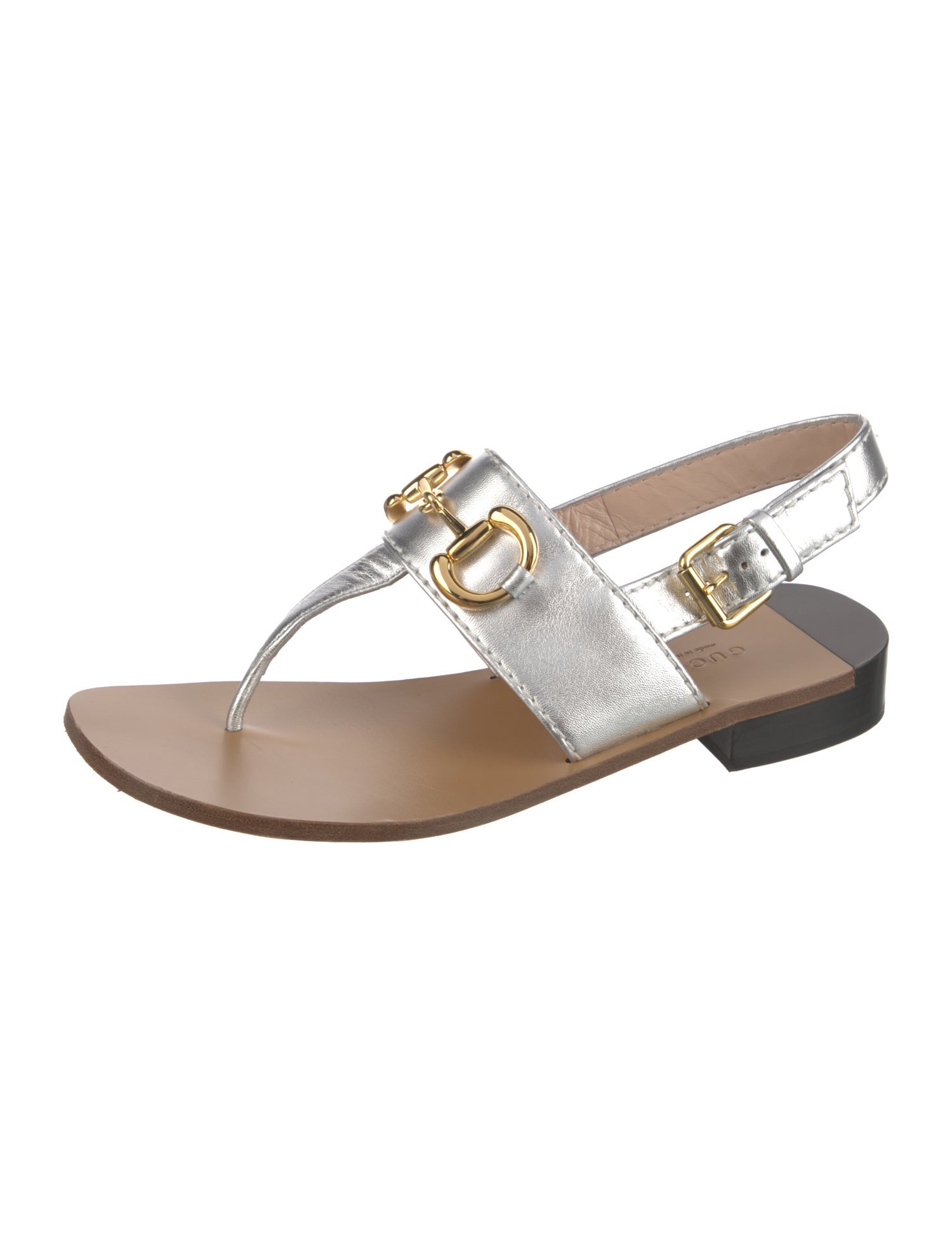 Gucci Horsebit Accent Leather T-Strap Sandals